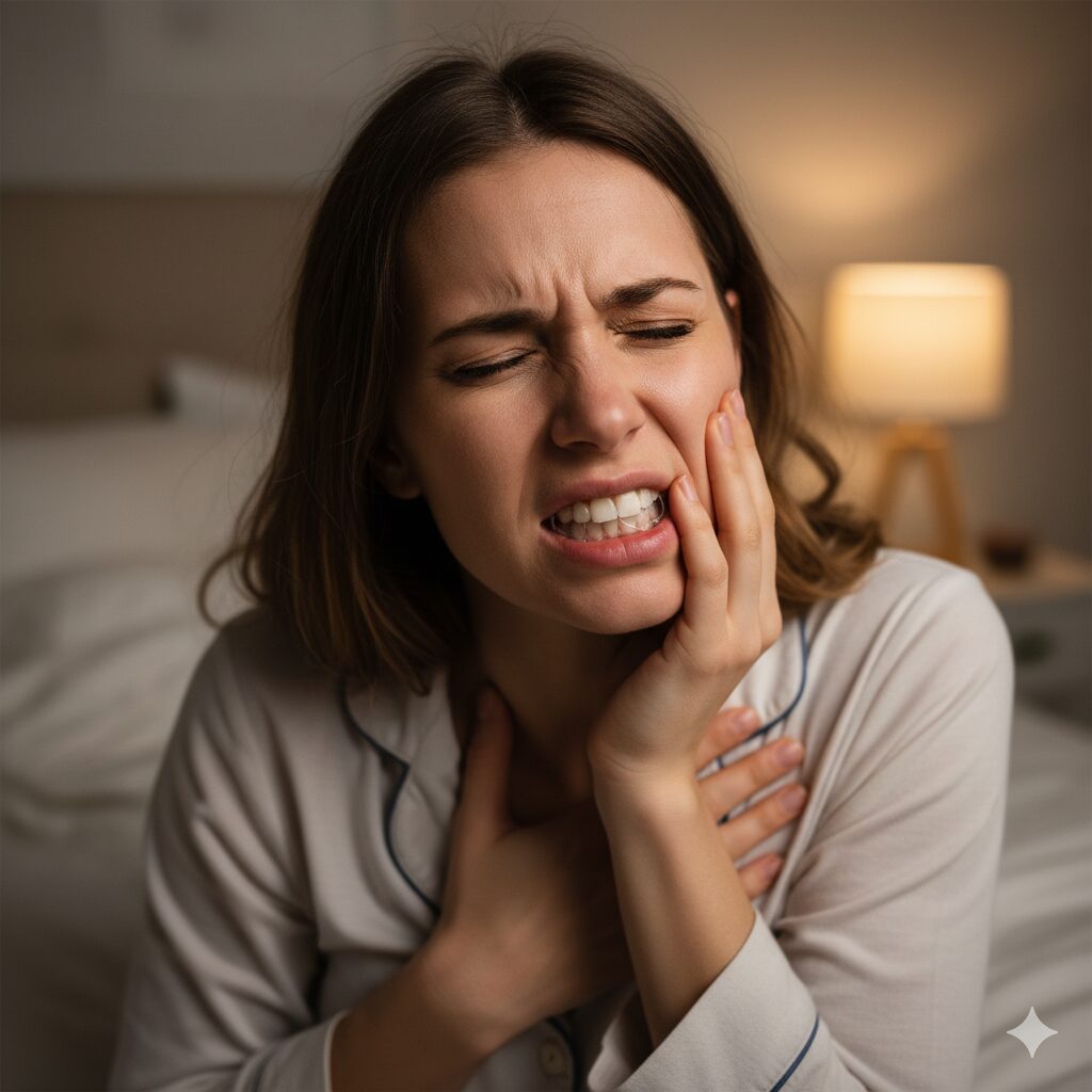 Mulher com dor de dente